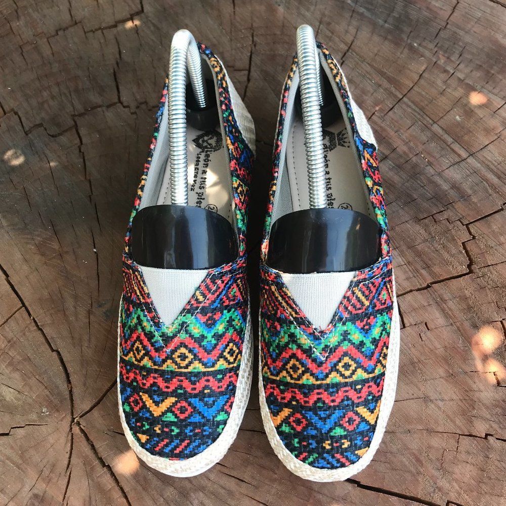 Women's Mexican Handwoven Colorful Espadrilles Slip On Loafers Shoes Size 6